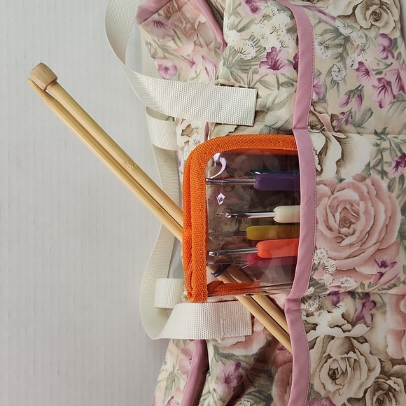 Craft Bag Fabric Hobby Stitch Sew Tote Floral Retro Design - Picture 5 of 13